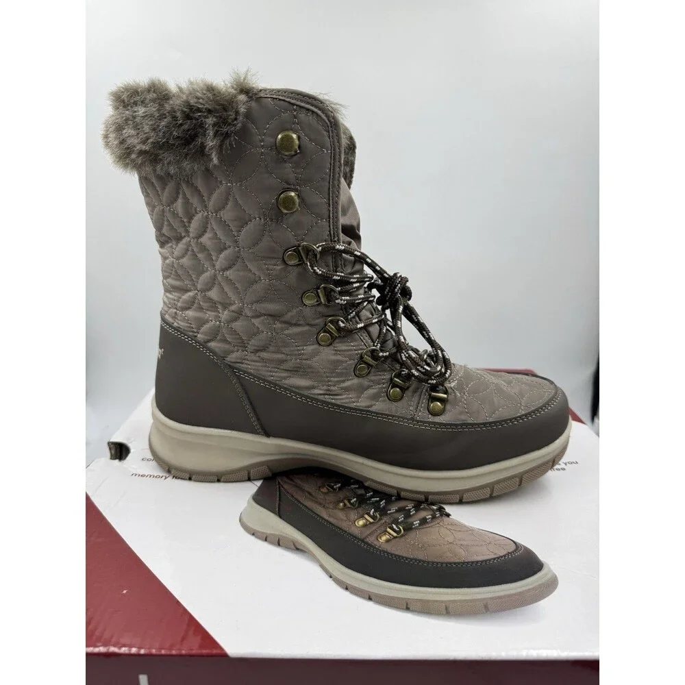 Chooka Women's Belltown Taupe Brown Mid Faux Fur Insulated Winter Snow Boots 9